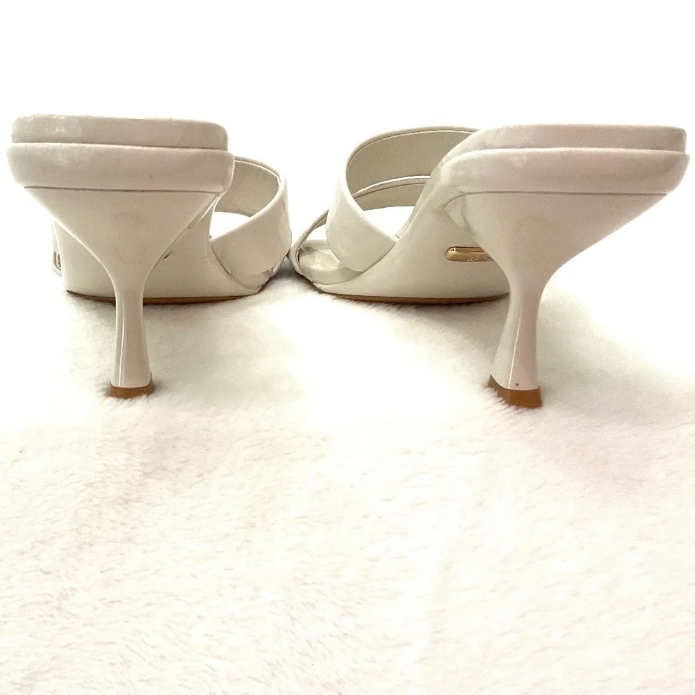 Zara White Open Toe Square Padded Dressy High Heel Sandals Size US7/EU37